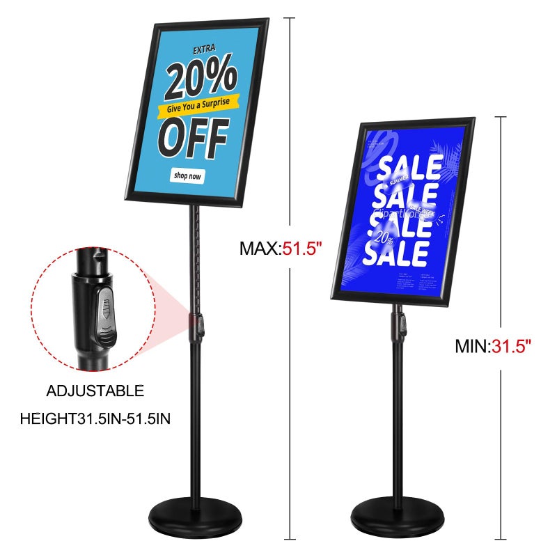IN WHICH BAY Poster Stand Holder Floor Sign Stands Advertising Display Stand-Oriented Signage Mall Shopping Guide Billboard Wedding Signs Meeting Poster Signs (Black, 11x17inches) - Image 3